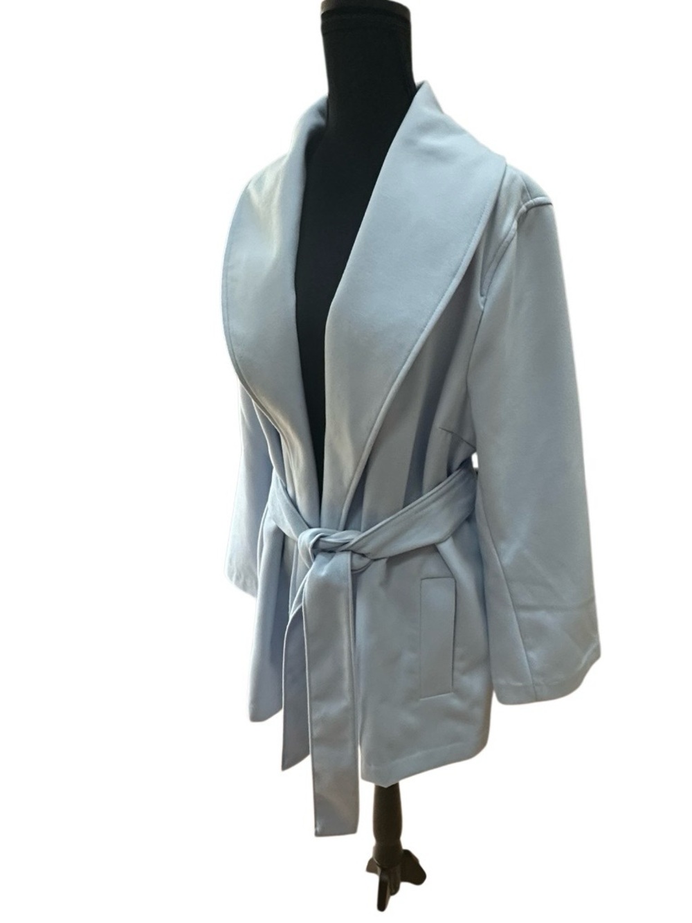 Banana Republic Davenport Blue Belted Short Shawl Collar Pea Coat Worn Twice XL - Picture 1 of 11